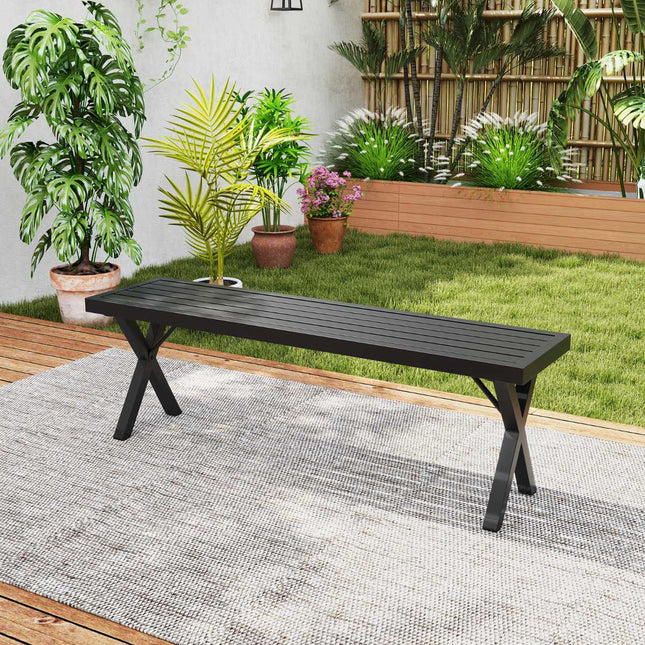 Gartenbank Metall, 2-Sitzer 138 cm, X-Bein Lattenrostsitz