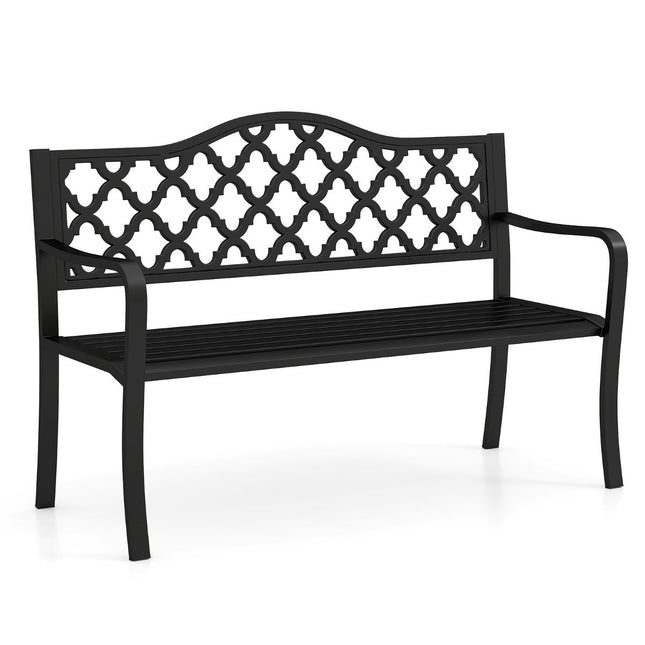Gartenbank aus Metall – wetterfest, 2-3 Sitzer, schwarz