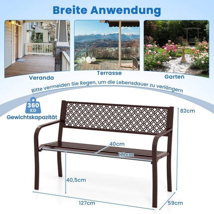 Outdoor Metal Bench, Weatherproof, 2-3 Seats, 360 kg Capacity