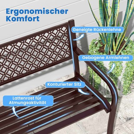 Outdoor Metal Bench, Weatherproof, 2-3 Seats, 360 kg Capacity