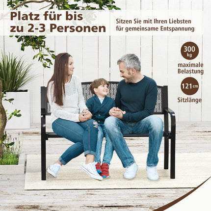 Outdoor Metal Bench, Weatherproof, 2-3 Seats, Black