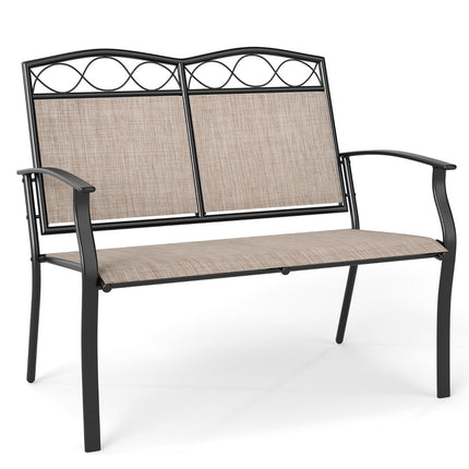 Outdoor Metal Bench for 2, 300kg Capacity, Quick-Dry Fabric