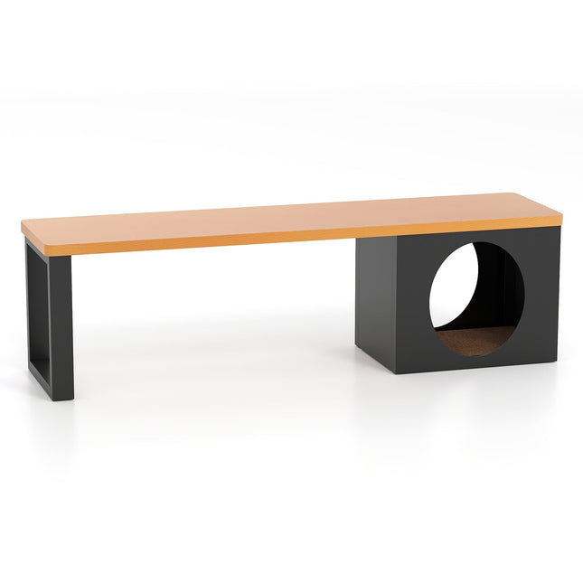 Outdoor Metal Bench with Cat House, 3-Seater, 150 cm