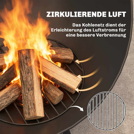 Outdoor Metal Fire Pit, 60cm, Black, Easy Assembly
