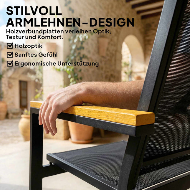 Metall-Sitzgruppe für 4 Personen mit Sofa, Stühlen, Tisch