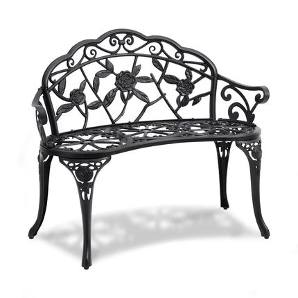 Outdoor Metal Garden Bench 38.8 In, 480 Lb, Backrest, Armrests