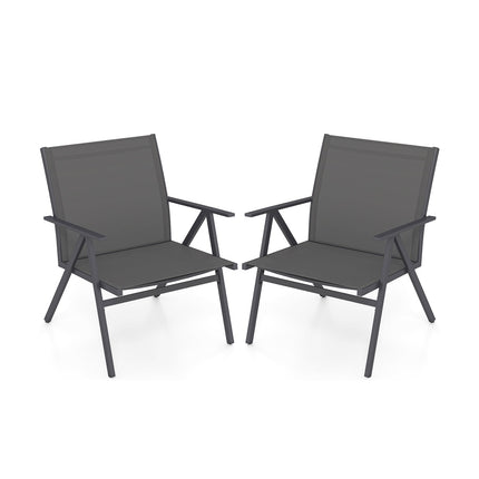 Outdoor Metal Garden Chairs, Breathable Fabric, Set of 2