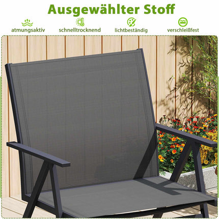 Outdoor Metal Garden Chairs, Breathable Fabric, Set of 2
