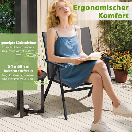 Outdoor Metal Garden Chairs, Breathable Fabric, Set of 2