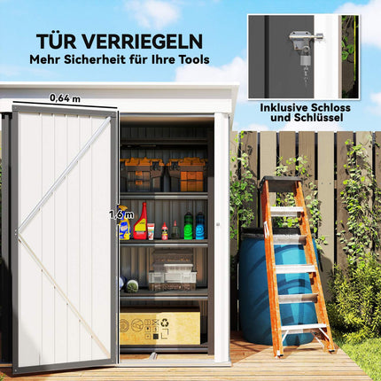 Gartenschuppen aus Metall, verstellbare Regale, abschließbare Tür