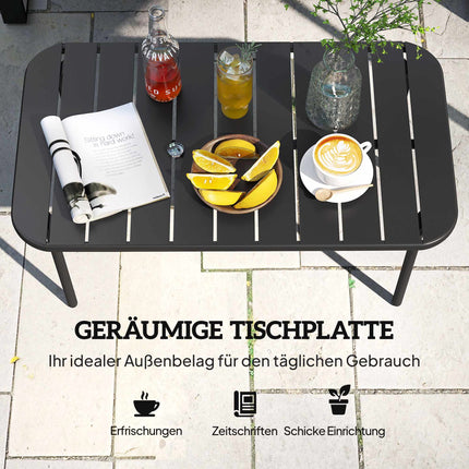 Gartentisch aus Metall, wetterfest, 90x50x43 cm