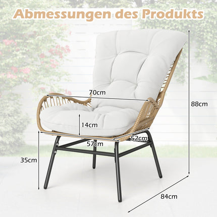 Gartensessel aus PE-Rattan mit cremefarbenem Kissen