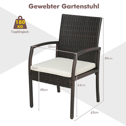 Outdoor-PE-Rattanstühle mit weichen Reißverschlusskissen Rattanstuhl für den Garten