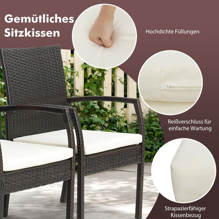 Outdoor-PE-Rattanstühle mit weichen Reißverschlusskissen Rattanstuhl für den Garten