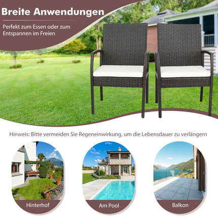 Outdoor-PE-Rattanstühle mit weichen Reißverschlusskissen Rattanstuhl für den Garten
