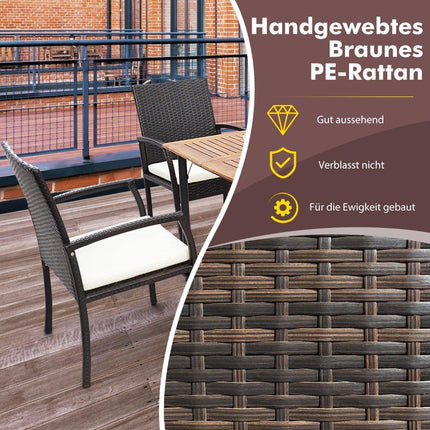 Outdoor-PE-Rattanstühle mit weichen Reißverschlusskissen Rattanstuhl für den Garten