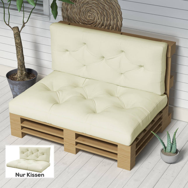Outdoor Palettenkissen-Set, 2-teilig, 120x80 cm Creme