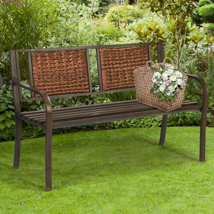 Terrasbank voor buiten – PE-rotan, stalen frame, 227 kg