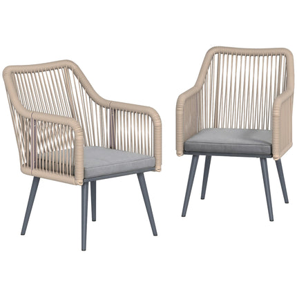 Set van 2 tuinstoelen, stalen frame, PE-rotan