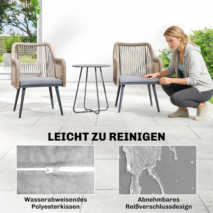 Set van 2 tuinstoelen, stalen frame, PE-rotan