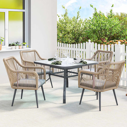 Set van 2 tuinstoelen, stalen frame, PE-rotan