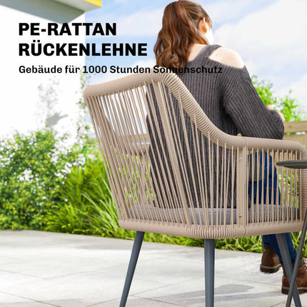 Set van 2 tuinstoelen, stalen frame, PE-rotan