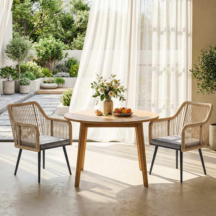 Set van 2 tuinstoelen, stalen frame, PE-rotan
