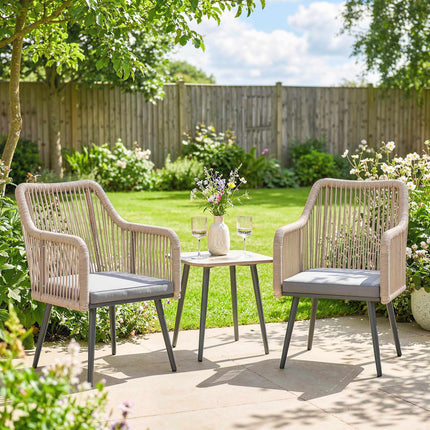 Set van 2 tuinstoelen, stalen frame, PE-rotan
