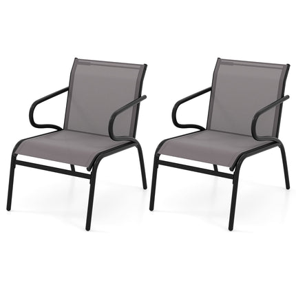 Outdoor Terrassenstühle 2er-Set, atmungsaktiver Stoff, 150 kg Tragkraft