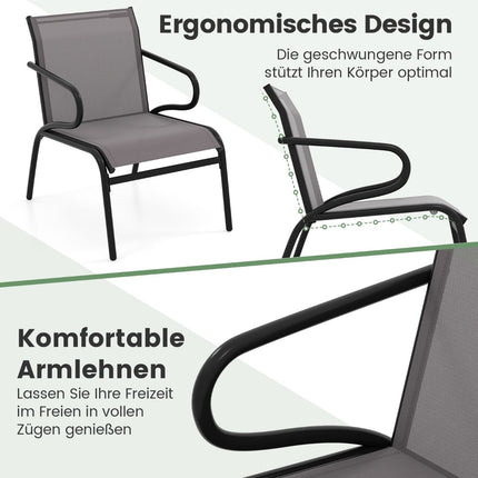 Outdoor Terrassenstühle 2er-Set, atmungsaktiver Stoff, 150 kg Tragkraft