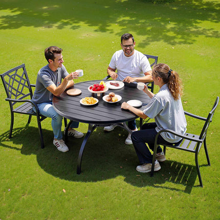 Outdoor Patio Dining Table, 120cm Round, 38mm Umbrella Hole