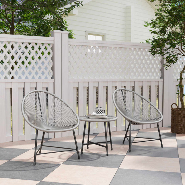 Gartensitzgruppe – 2 Rattansessel, Glastisch, Stahlrahmen