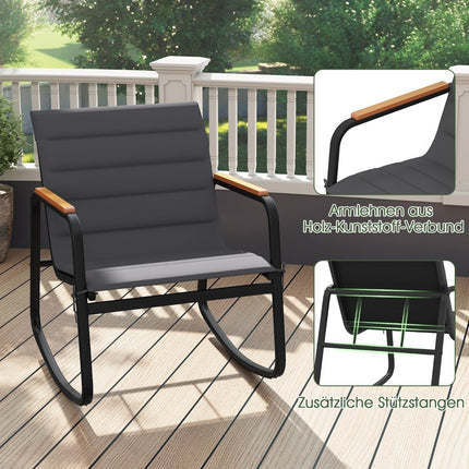 Outdoor Patio Set with 2 Rocking Chairs & Glass Table