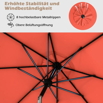 Gartenschirm, 300 cm, Knickfunktion & Kurbel, Orange