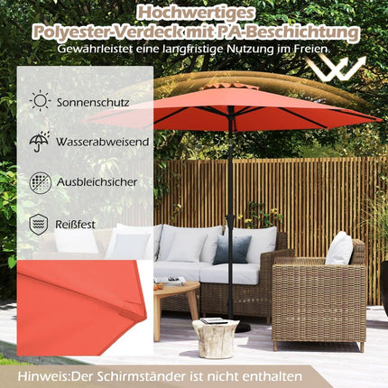 Gartenschirm, 300 cm, Knickfunktion & Kurbel, Orange