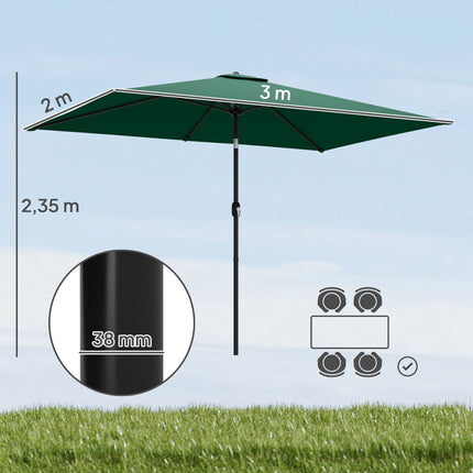 Outdoor Patio Umbrella, Adjustable Tilt, 300x200 cm