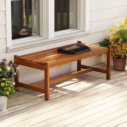 Gartenbank aus Holz für draußen, 112 cm, Massivholz, Teak-Finish