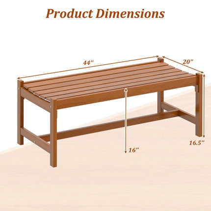 Gartenbank aus Holz für draußen, 112 cm, Massivholz, Teak-Finish