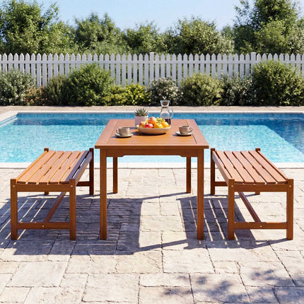 Gartenbank aus Holz für draußen, 112 cm, Massivholz, Teak-Finish