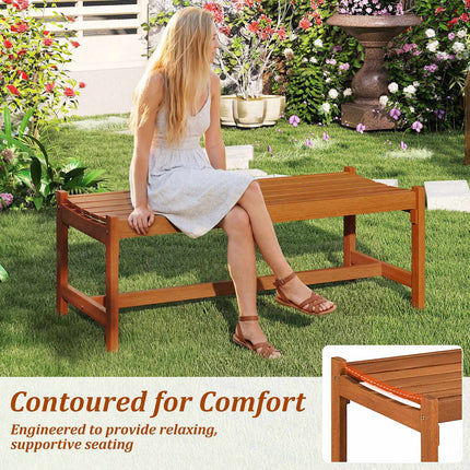 Gartenbank aus Holz für draußen, 112 cm, Massivholz, Teak-Finish