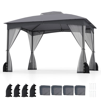 Outdoor Pavilion 3.6 x 3 m, Mosquito Net, Waterproof, Gray