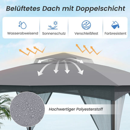 Outdoor Pavilion 3.6 x 3 m, Mosquito Net, Waterproof, Gray