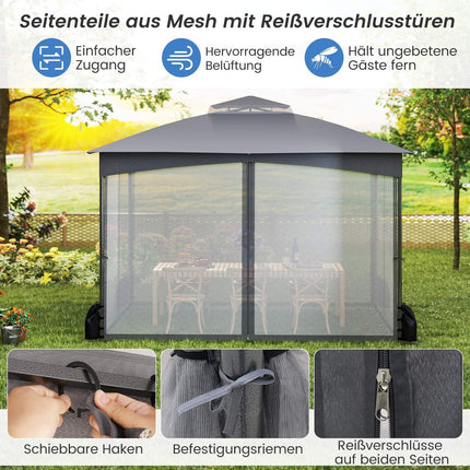 Outdoor Pavilion 3.6 x 3 m, Mosquito Net, Waterproof, Gray