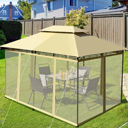 Outdoor Pavilion with Removable Net Walls, 3.9 x 2.9 m, Beige