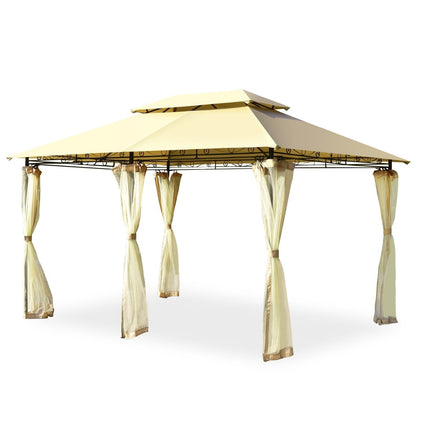 Outdoor Pavilion with Removable Net Walls, 3.9 x 2.9 m, Beige