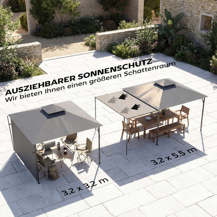 Pavillon mit einfahrbarem Dach, UV-Schutz 30+