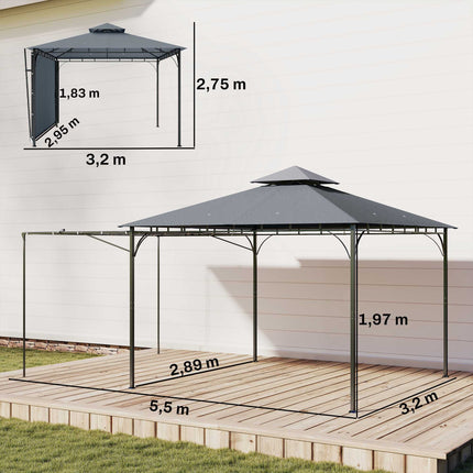 Pavillon mit einfahrbarem Dach, UV-Schutz 30+