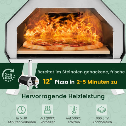 Venkovní pec na pizzu s kamenem, lopatou a teploměrem