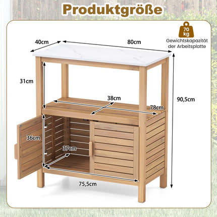 Outdoor Potting Bench with Resin Top & Storage Shelves