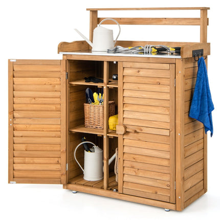 Outdoor-Pflanztisch mit Stauraum, Holz, 87x45x120 cm